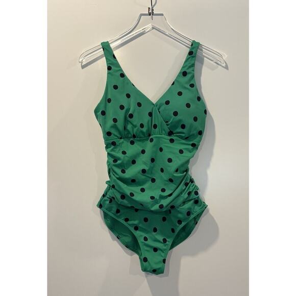 Boden Talamanca Polka Dot One Piece Swimsuit Green Blue Womens Size 10 (989) - Picture 3 of 8